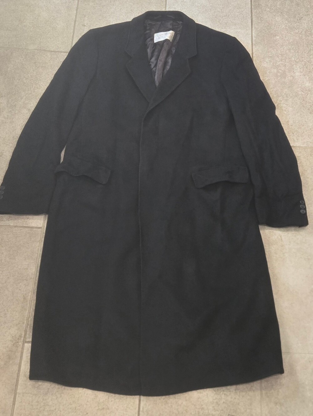 Vintage Loro Piana 100% Cashmere Overcoat Men 42 L Frey Collection Black Coat